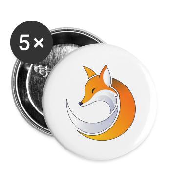 Minimalistisches Fuchs-Logo, rundes Fuchs-Logo - Buttons klein 25 mm (5er Pack) - Weiß - Vorne