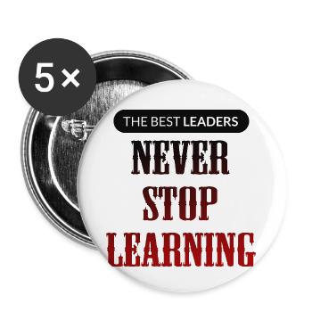 Les meilleurs leaders ne cessent jamais d’apprendre - Lot de 5 petits badges (25 mm) - blanc - Devant