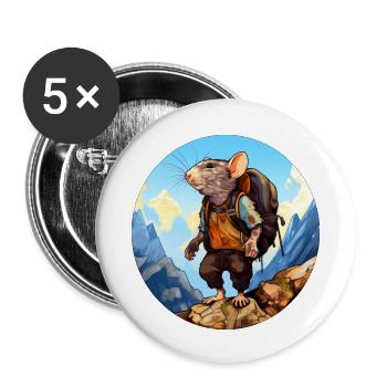 Rat Mountaineer / Rando Rats - Lot de 5 petits badges (25 mm) - blanc - Devant