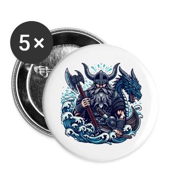 Viking Logo - Lot de 5 petits badges (25 mm) - blanc - Devant