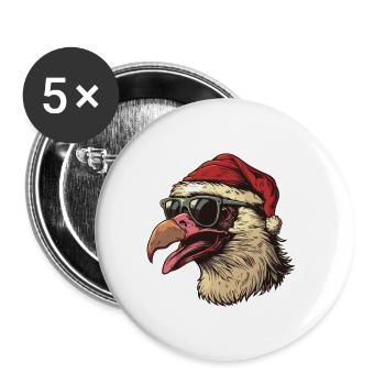 Harpie oiseau Noël drôle - Lot de 5 petits badges (25 mm) - blanc - Devant