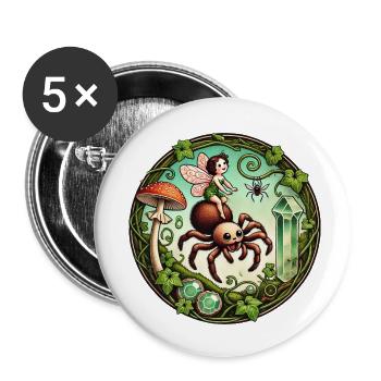 Spinnen-Fee - Buttons klein 25 mm (5er Pack) - Weiß - Vorne
