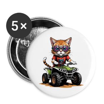 Cat Quad Cat Gift Moto Supermotard - Lot de 5 petits badges (25 mm) - blanc - Devant