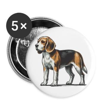 Beagle - Buttons klein 25 mm (5er Pack) - Weiß - Vorne