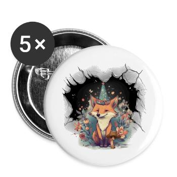 Fuchs Füchse Geburtstag Kinder Kind - Buttons klein 25 mm (5er Pack) - Weiß - Vorne