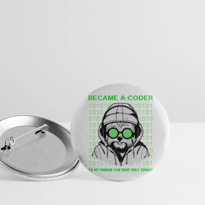 Became a Coder – Hacker Dog Binary Look Buttons klein 25 mm (5er Pack)