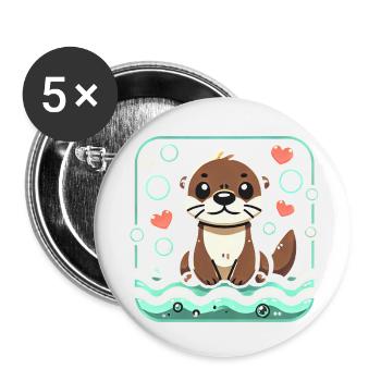 Otters Make Everything Better Cute Wildlife Lover - Buttons small 1''/25 mm (5-pack) - white - Front
