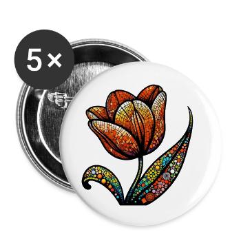 Tulipe - Lot de 5 petits badges (25 mm) - blanc - Devant