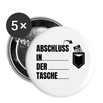 Abschluss in der Tasche Schulabschluss - Buttons klein 25 mm (5er Pack) - Weiß - Vorne