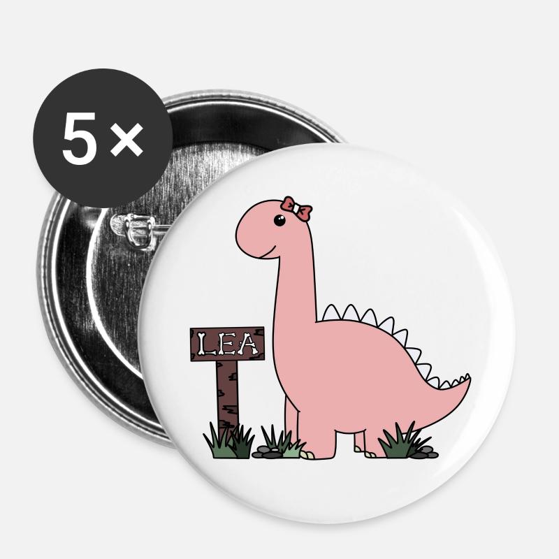 Dino Lea - Lot de 5 petits badges (25 mm) - blanc