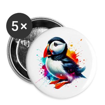 Papageitaucher - Buttons klein 25 mm (5er Pack) - Weiß - Vorne