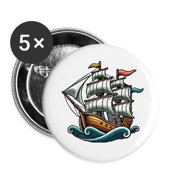 Schiff - Buttons klein 25 mm (5er Pack) - Weiß - Vorne