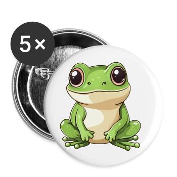 mignon grenouille - Vert - Design joyeux. - Lot de 5 petits badges (25 mm) - blanc - Devant