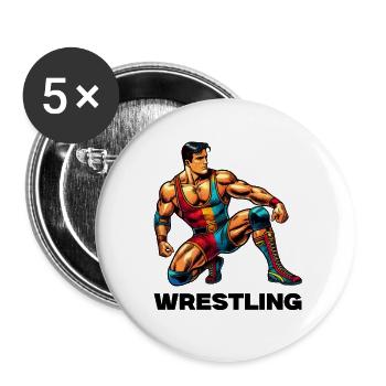 Wrestling - Buttons small 1''/25 mm (5-pack) - white - Front