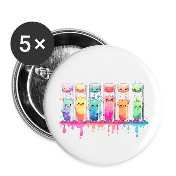 Drôle de chimie science chimiste tubes à essai - Lot de 5 petits badges (25 mm) - blanc - Devant
