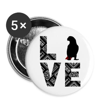 Perroquet gris d’Afrique Amour - Lot de 5 petits badges (25 mm) - blanc - Devant