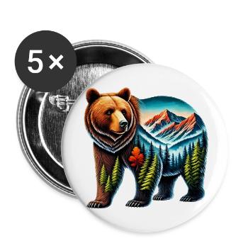Bear - Buttons small 1''/25 mm (5-pack) - white - Front