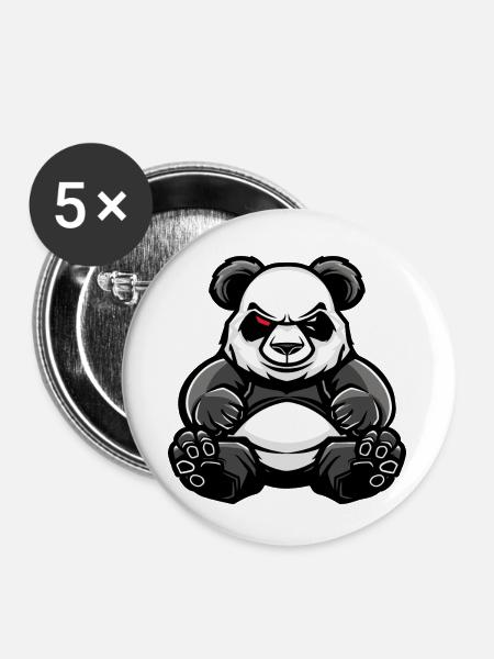 Panda Comic - Buttons klein 25 mm (5er Pack) - Weiß