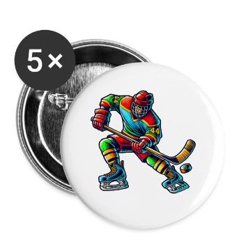 hockey player - Buttons klein 25 mm (5er Pack) - Weiß - Vorne