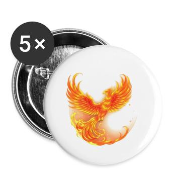 Cooler brennender Phönix - Buttons klein 25 mm (5er Pack) - Weiß - Vorne