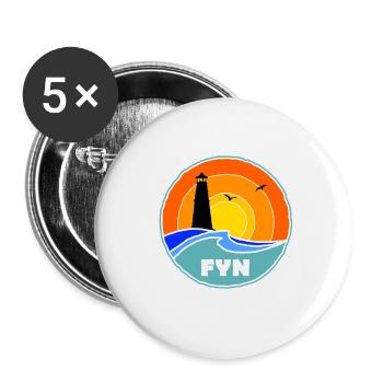 Phare de Fyn, Danemark - Lot de 5 petits badges (25 mm) - blanc - Devant
