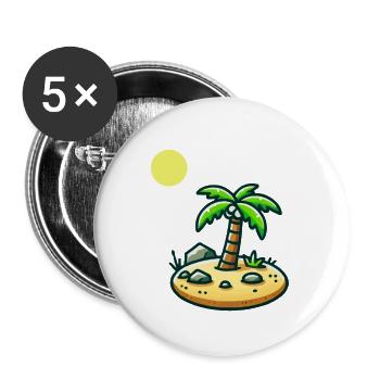 Insel Comic - Buttons klein 25 mm (5er Pack) - Weiß - Vorne