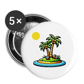Palmen Insel - Buttons klein 25 mm (5er Pack) - Weiß - Vorne