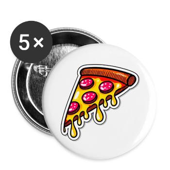Trendiges Shirt mit Pizza-Motiv - Buttons klein 25 mm (5er Pack) - Weiß - Vorne