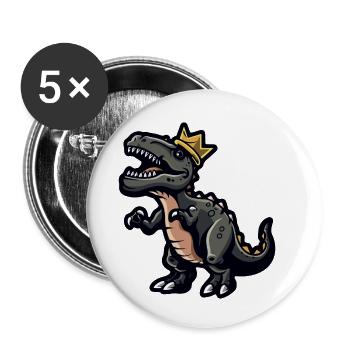 Dinosaure T-Rex Cartoon Couronne - Lot de 5 petits badges (25 mm) - blanc - Devant