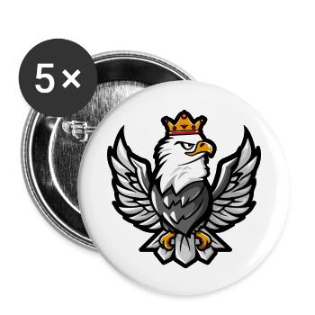Aigle Cartoon Couronne - Lot de 5 petits badges (25 mm) - blanc - Devant