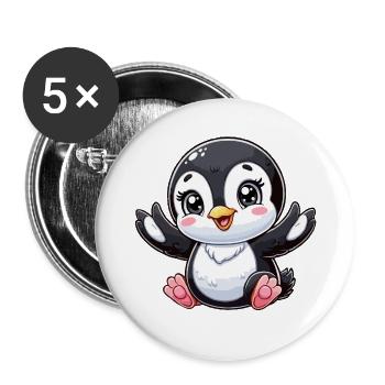 Baby-Pinguin - Buttons klein 25 mm (5er Pack) - Weiß - Vorne