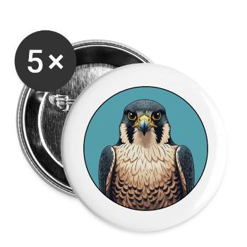 Faucon pèlerin Fauconnerie Oiseau de proie - Lot de 5 petits badges (25 mm) - blanc - Devant