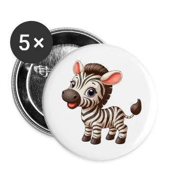 Zebra-Kind - Buttons klein 25 mm (5er Pack) - Weiß - Vorne