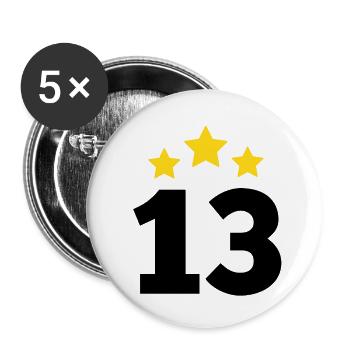 13 Year Old Star - 13th Anniversary Gift - Buttons small 1''/25 mm (5-pack) - white - Front