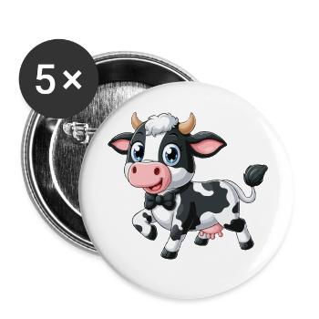 Cow happy - Buttons small 1''/25 mm (5-pack) - white - Front