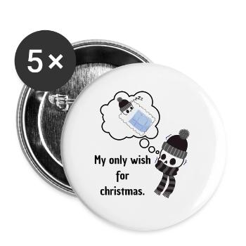 Mein einziger Wunsch nach Weihnachtsskelett - Buttons klein 25 mm (5er Pack) - Weiß - Vorne