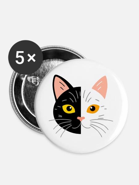 Schnurren und Miauen - Buttons klein 25 mm (5er Pack) - Weiß