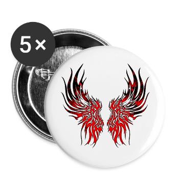 Ailes Dragon Anime Tête de dragon Mythical Reptile Magie - Lot de 5 petits badges (25 mm) - blanc - Devant