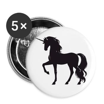 Licorne majestueuse dans le style silhouette - Lot de 5 petits badges (25 mm) - blanc - Devant