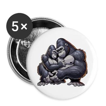 Couple de gorilles 6 - Lot de 5 petits badges (25 mm) - blanc - Devant
