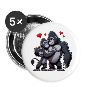Couple de gorilles - Lot de 5 petits badges (25 mm) - blanc - Devant