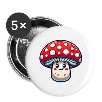 mushroom cartoon - Buttons small 1''/25 mm (5-pack) - white - Front