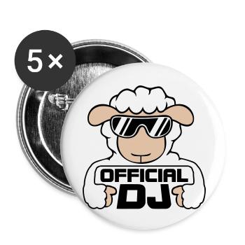 Mouton Officiel DJ Lunettes de soleil Fête Agneau Sweet Cool - Lot de 5 petits badges (25 mm) - blanc - Devant