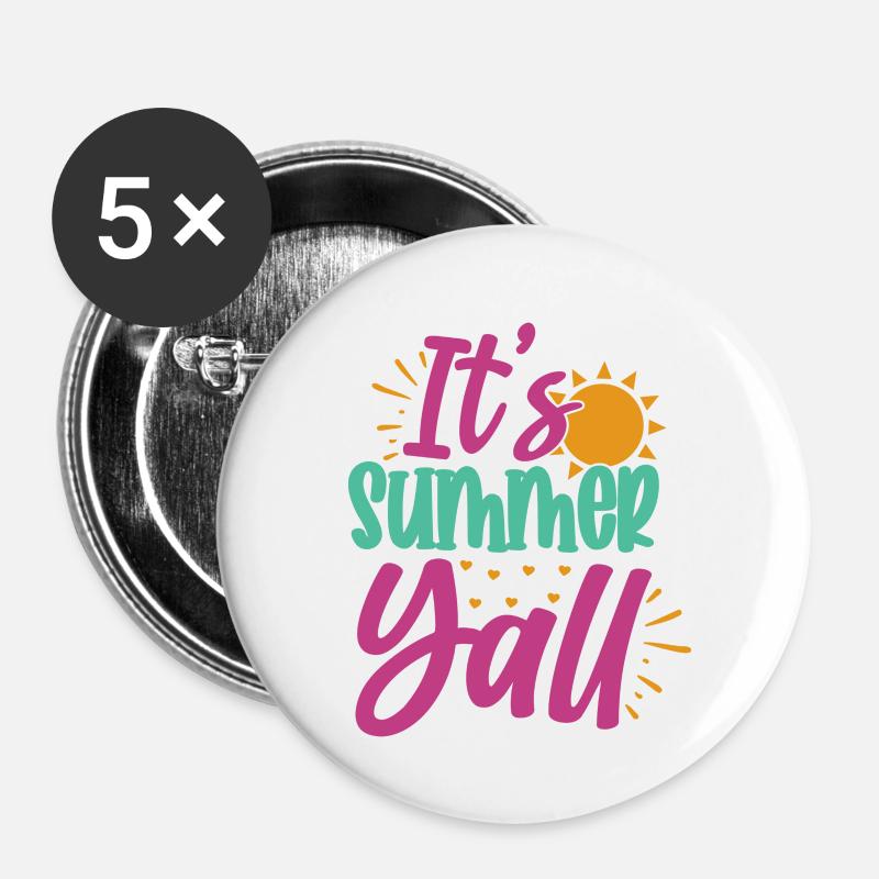 C’est l’été-Yall-01 - Lot de 5 petits badges (25 mm) - blanc