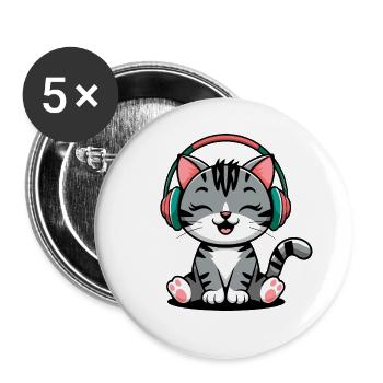 Music Cat clef design for musicians and musicians - Buttons small 1''/25 mm (5-pack) - white - Front