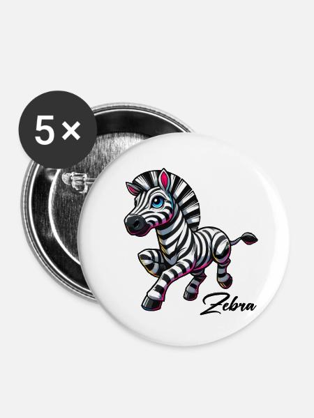 zebra comic - Buttons klein 25 mm (5er Pack) - Weiß