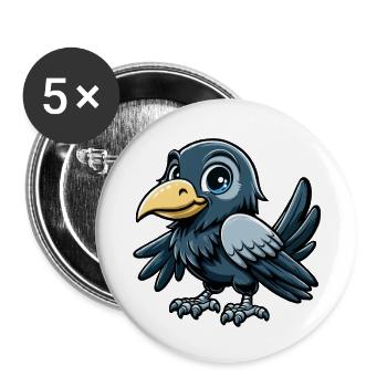 Krähen-Kind - Buttons klein 25 mm (5er Pack) - Weiß - Vorne