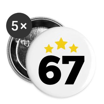 67 ans étoile - cadeau 67e anniversaire - Lot de 5 petits badges (25 mm) - blanc - Devant