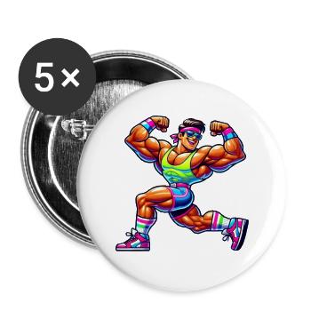 remise en forme culturiste - Lot de 5 petits badges (25 mm) - blanc - Devant