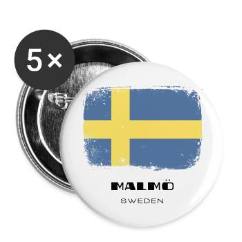 Malmö /// Sweden /// Sverige /// Schweden - Buttons small 1''/25 mm (5-pack) - white - Front
